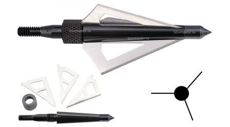 купите Наконечники охотничьи Man-kung MK-3BAL фиксированные, 100 гран, 3 лезвия (3 шт.) в Иркутске