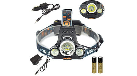 купите Светодиодный налобный фонарь Boruit HL-720 (Cree XML T6 + 2 Q5) 2200 люмен в Иркутске