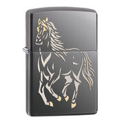 Зажигалка Zippo 28645 Running Horse Black Ice (тонированный цирконием зеркальный хром, оксидированный рисунок лошади)