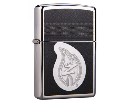 Купите зажигалку Zippo 28800 Leather Stitching with Z Flame High Polish Chrome (зеркальный хром, тиснение кожей, гравировка пламени Зиппо) в интернет-магазине